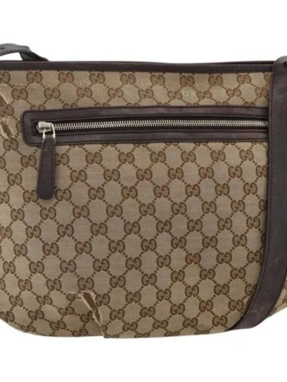 GUCCI GG Canvas Shoulder Bag Outlet Beige Silver 388930 Auth BA11771